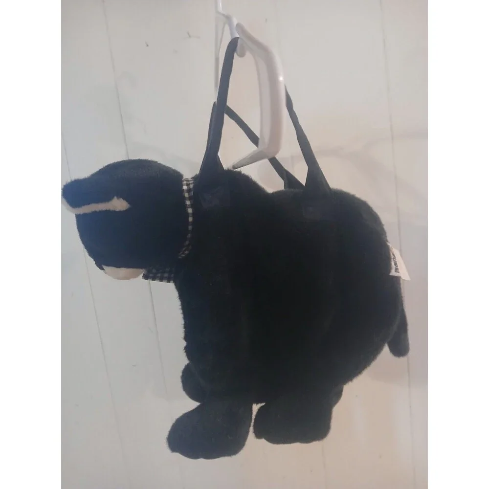 Vintage Mango Teddy Bear Co.  Plush Backpack Zipper Bag Y2k  Black Cat